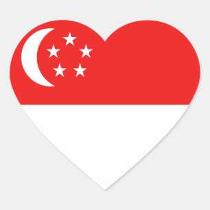Singapore Flag Heart Sticker