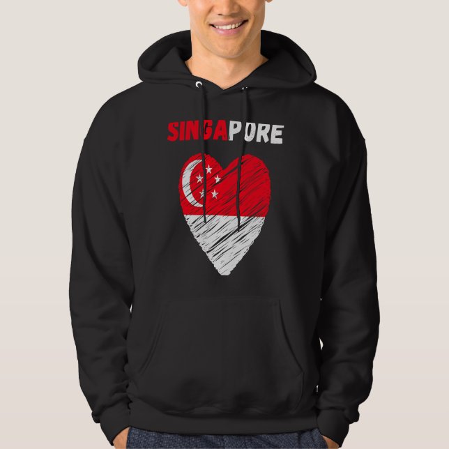Singapore Flag Holiday Singapore Heart Singaporean Hoodie (Front)