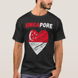 Singapore Flag Holiday Singapore Heart Singaporean T-Shirt