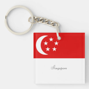 Singapore Flag, labelled Key Ring