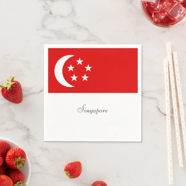 Singapore Flag, labelled Napkin (Insitu)