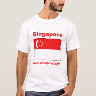 Singapore Flag + Map + Text T-Shirt