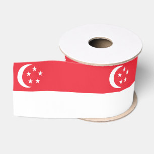 Singapore Flag Ribbon, patriotic Singapore Grosgrain Ribbon