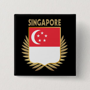 Singapore Flag Shield 15 Cm Square Badge