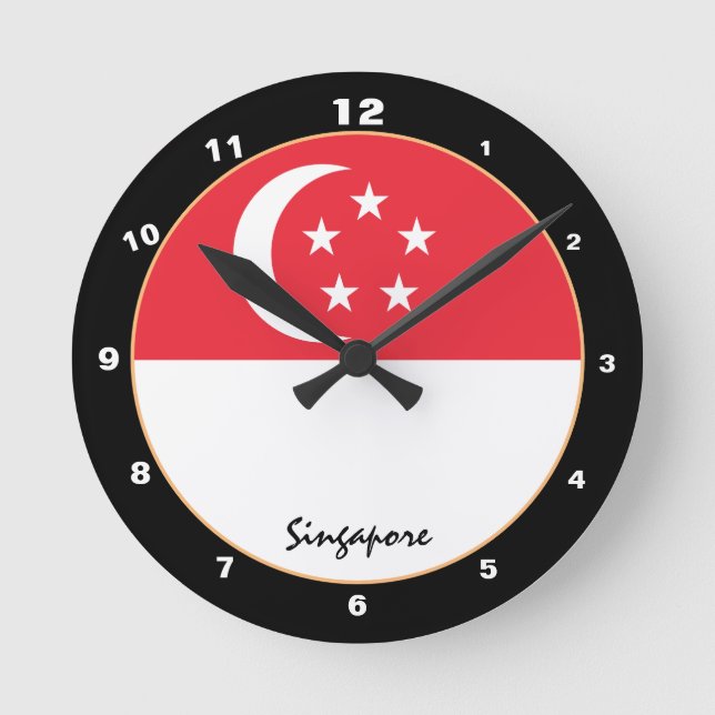 Singapore Flag, Singapore patriotic Home /design Round Clock (Front)