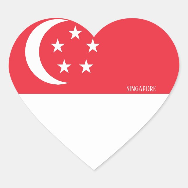 Singapore Flag Splendid Patriotic Heart Sticker (Front)