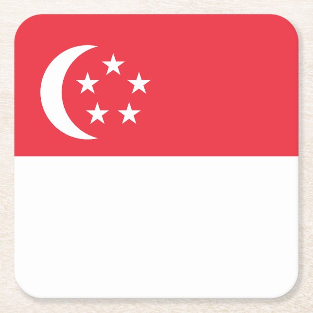 Singapore Flag Square Paper Coaster (Front)