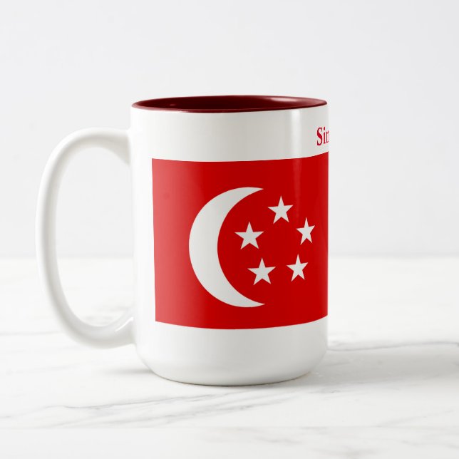 Singapore Flag  Two-Tone Coffee Mug (Left)