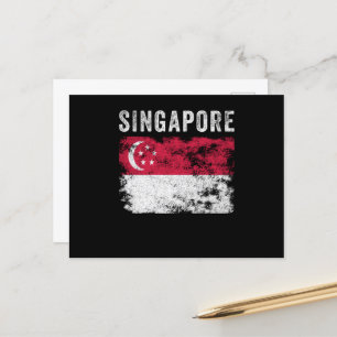 Singapore Flag Vintage Singaporean Flag Postcard