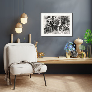 Singapore Flea Market - Pen And Wash Drawing Print