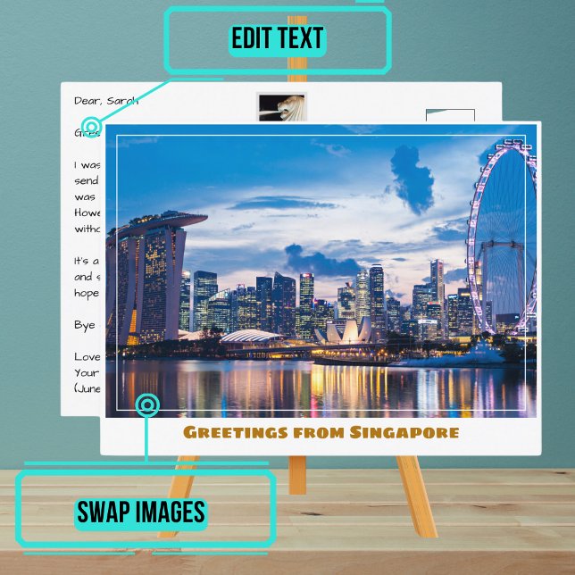 Singapore Flyer & Marina Bay Sands Modern Postcard (Please enjoy our postcard and see the others in the collection.)