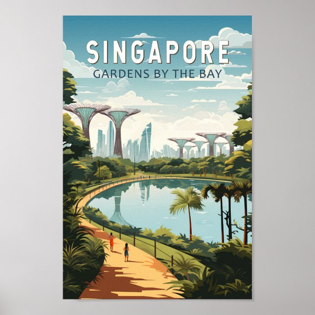 Singapore Gardens By The Bay Travel Art Vintage Poster (Front)