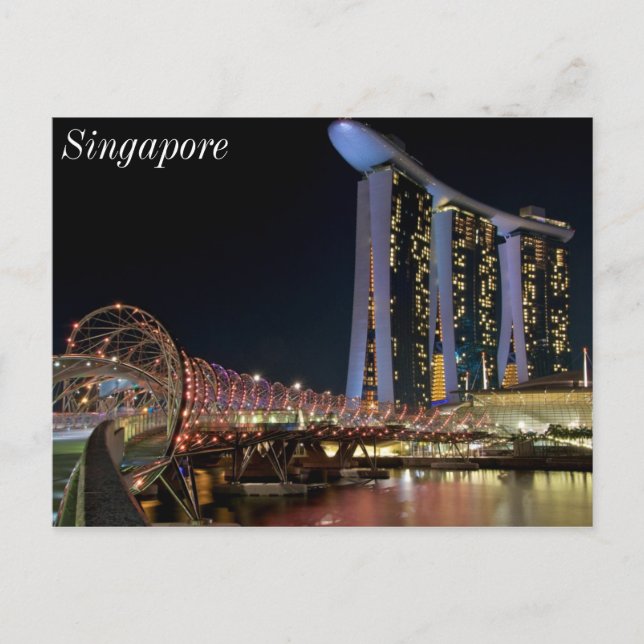 Singapore Helix Bridge on Marina Bay Sands Postcard (Front)
