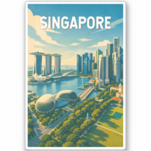 Singapore Illustration Travel Art Vintage
