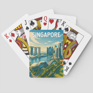 Singapore Illustration Travel Art Vintage Playing Cards