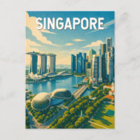 Singapore Illustration Travel Art Vintage