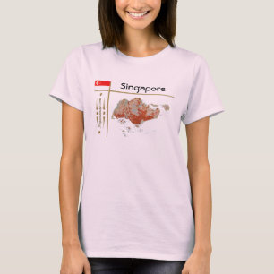 Singapore Map + Flag + Title T-Shirt