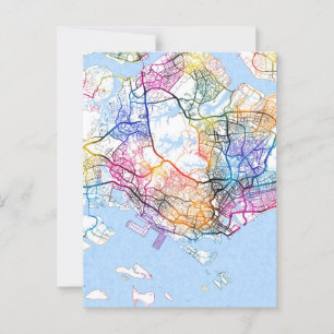 Singapore Map Postcard