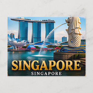 Singapore Marina Bay and Iconic Skyline Postcard