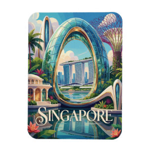 Singapore Marina Bay Futuristic Tropical City Magnet