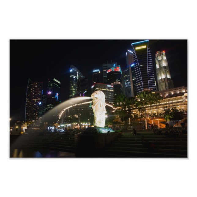 Singapore Merlion on Skyline Photo Print (Front)