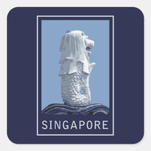 Singapore Merlion Square Sticker