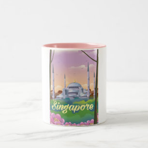 Singapore Mosque Travel poster Two-Tone Coffee Mug
