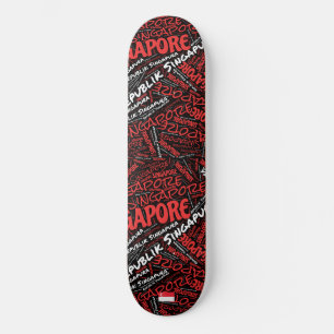 Singapore National Pride Wordcloud Skateboard