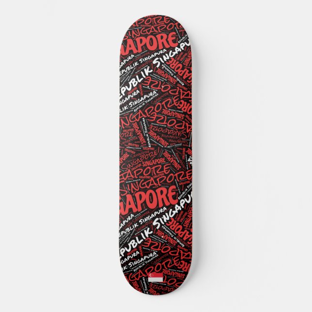 Singapore National Pride Wordcloud Skateboard (Front)
