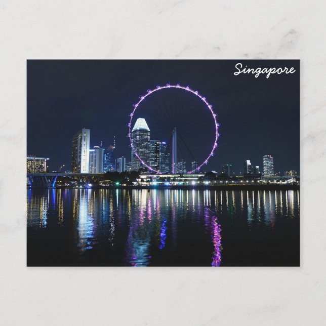 Singapore night skyline postcard (Front)