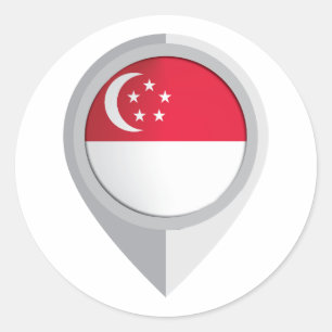 Singapore Pin Location Flag Classic Round Sticker