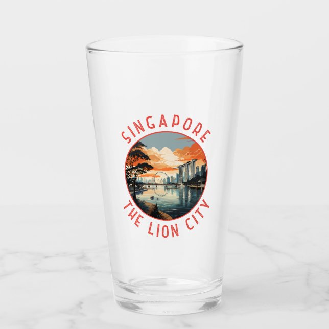 Singapore Retro Distressed Circle Glass (Front)
