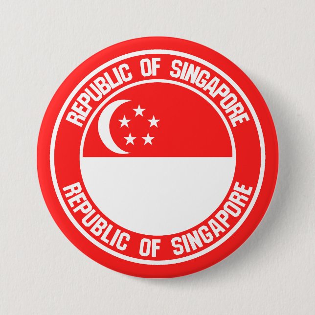 Singapore Round Emblem 7.5 Cm Round Badge (Front)