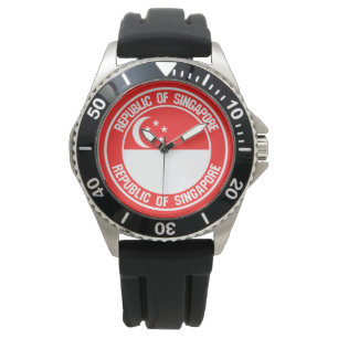 Singapore Round Emblem Watch