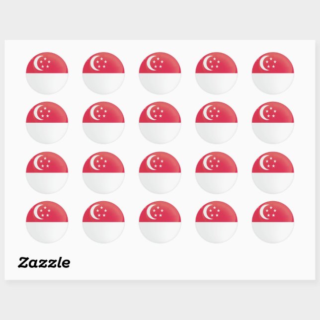 Singapore  Round Icon Flag Classic Round Sticker (Sheet)