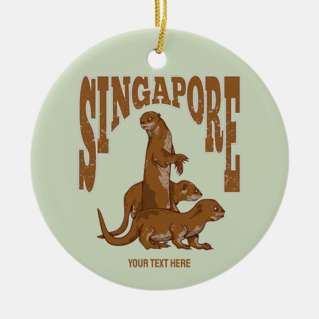 Singapore Sea Otters Ceramic Tree Decoration (Front)