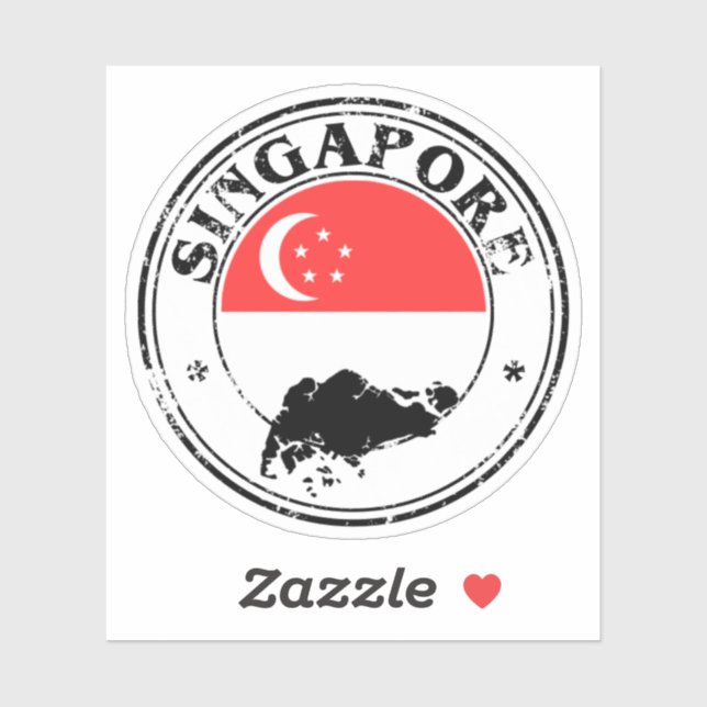 Singapore Seal Sticker Round Flag For Laptop Book. (Sheet)