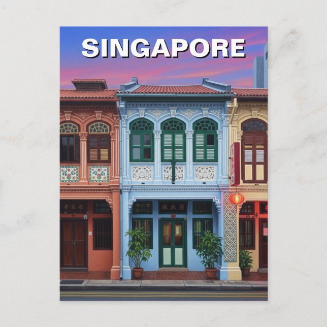 Singapore Shophouses Travel Postcard (Front)