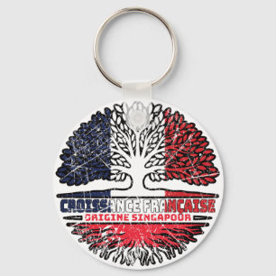Singapore Singaporean French France Tree Roots Key Ring