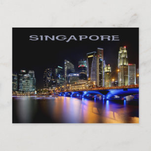Singapore skyline and the Esplanade Bridge Postcard