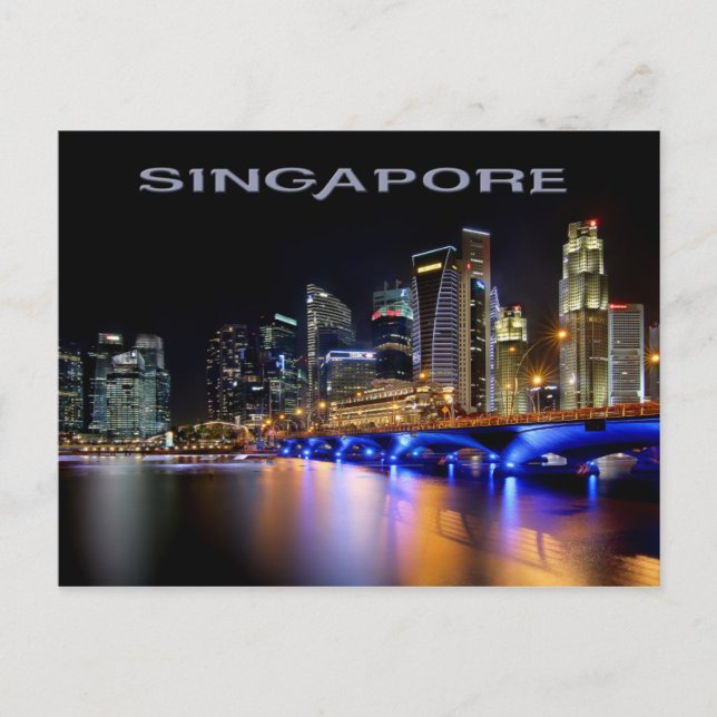 Singapore skyline and the Esplanade Bridge Postcard (Front)