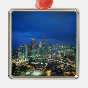 Singapore Skyline at night, Singapore Metal Tree Decoration