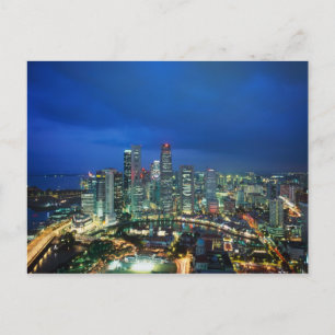 Singapore Skyline at night, Singapore Postcard