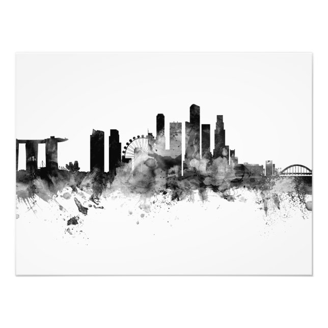 Singapore Skyline Black White Photo Print (Front)