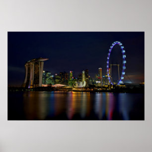 Singapore Skyline by Night Poster