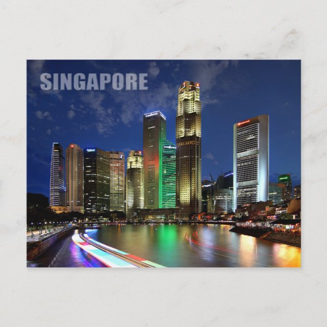 Singapore skyline from Elgin Bridge Postcard (Front)