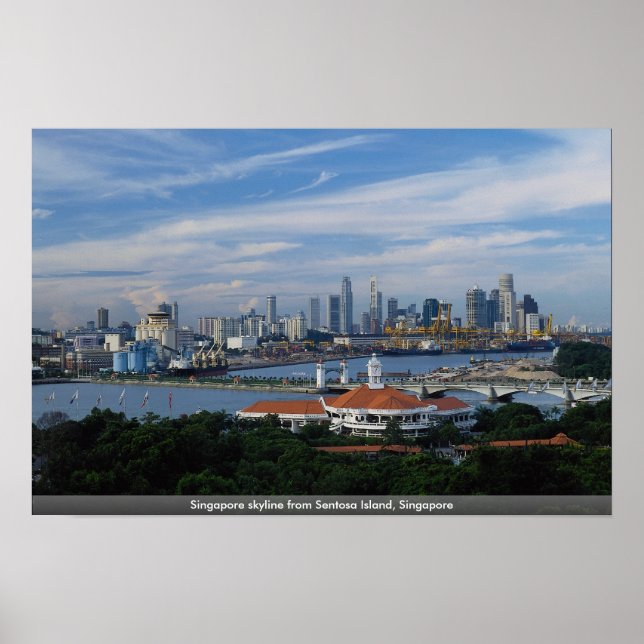 Singapore skyline from Sentosa Island, Singapore Poster (Front)