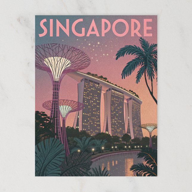 Singapore Skyline in Futuristic Retro Art Postcard (Creator Uploaded)