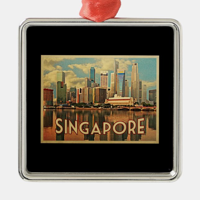 Singapore Skyline Metal Tree Decoration (Front)
