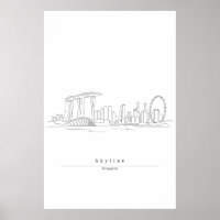 Singapore Skyline Minimalist Line Art | Cityscape